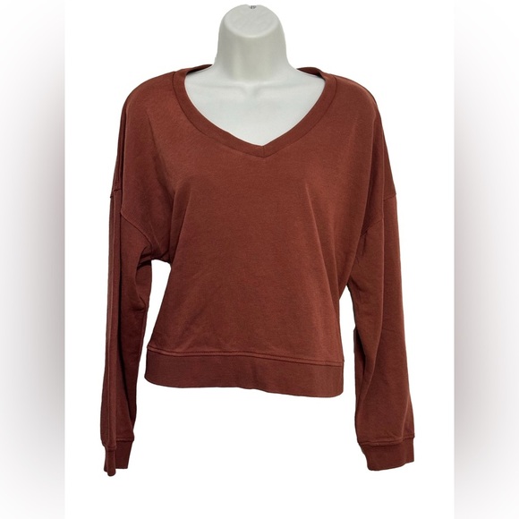 Cozie by  Pink Rose Cropped V Neck Pullover Sweater NWT Size L - Picture 1 of 8